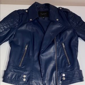 Andrew Marc Blue Leather Jacket